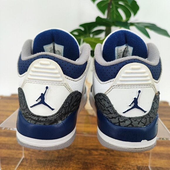 Nike Kid’s Air Jordan 3 Retro PS GS White Midnight Navy Sneakers Size 11C US - Picture 3 of 9